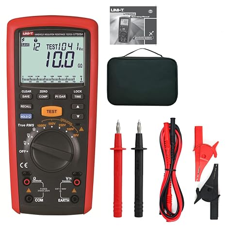 UNI-T UT505A 505B 1000V Digital Handheld True RMS Megger Insulation Resistance Meter Tester Multimeter Ohm Voltmeter Megohmmeter(UT505B)