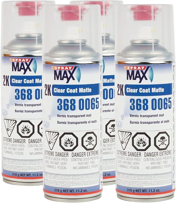 SprayMax 3680065 2K Matte Clear Coat 400 ml (4 Pack)