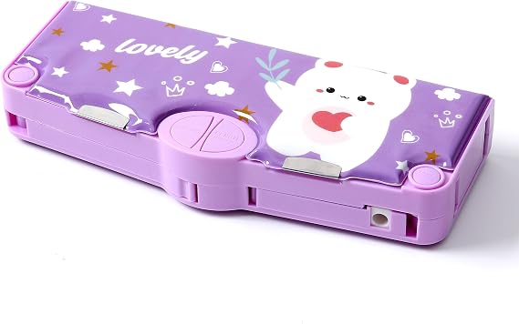 Pop Up Multifunction Pencil Case for Stationery Box with Sharpener, Scissors, Tape Dispenser, School Supplies Back to School Gift, Best Birthday Gifts (Purple)