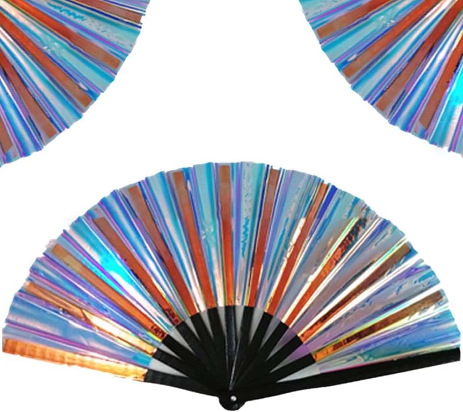 Boots on The Ground Fan,2025 New Large Holographic Folding Hand Fan Line Dance Popping Fan,Boots on The Ground Hand Fan,Folding Hand Classic Style Fan Bamboo Ribs Hand Held Chinese Blue
