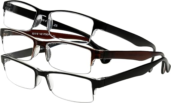 Foster Grant Men's Pete 3-Pack Rectangle Reading Glasses