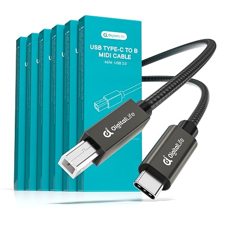 DigitalLife FlexMIDI Vortex USB C to USB B MIDI Interface Cable 6.6ft
