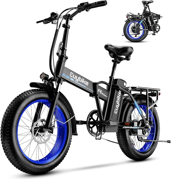 bluebiko 1000W Folding Electric Bike, 48V 20AH Removable Battery E Bike, 70 Miles Max Range, 20" Fat Tire Adults Electric Bike,7-Speed Ebike for City Commuting,Off-Roading,Mountain
