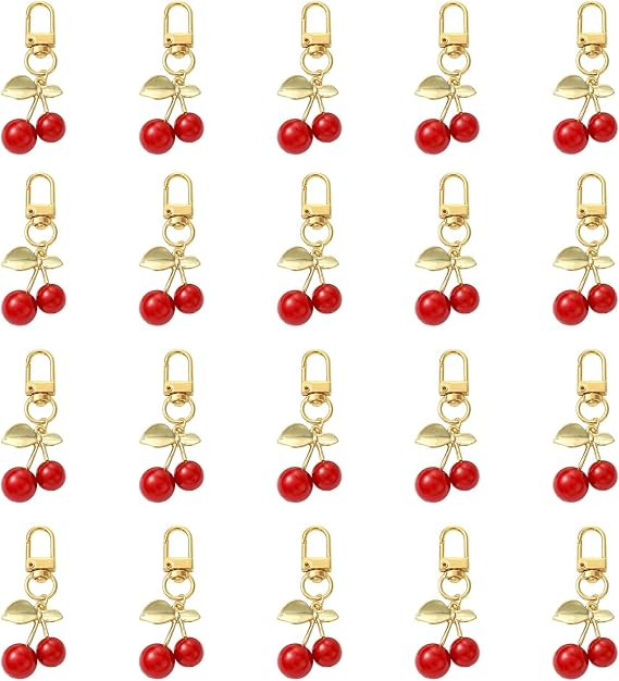 20-24Pcs Small Cherry Keychain Party Favors Cute Keychain Pack Small Bag Charms for Handbags,Gift Bag Decoration