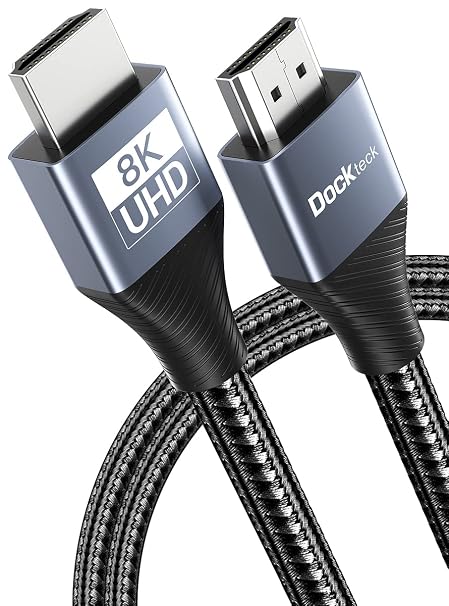 dockteck 8K HDMI 2.1 Cable, 48Gbps High Speed HDMI to HDMI Cable 3 FT
