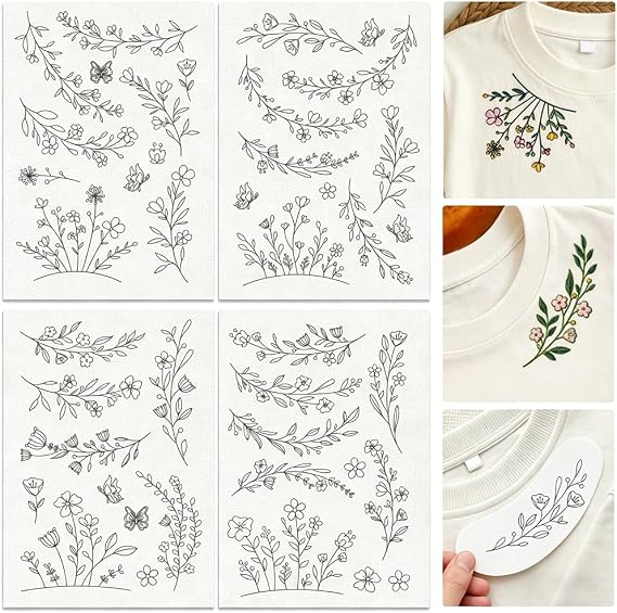 29Pcs Wildflower Vine Water Soluble Hand Sewing Stabilizers