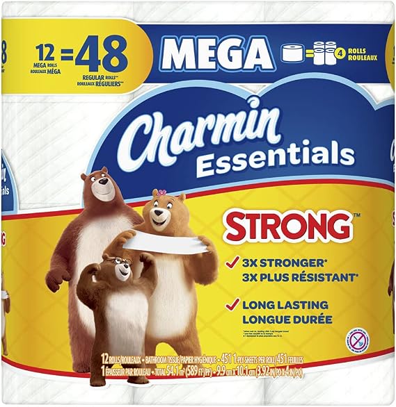Charmin Essentials Strong Toilet Paper 12 Mega Rolls
