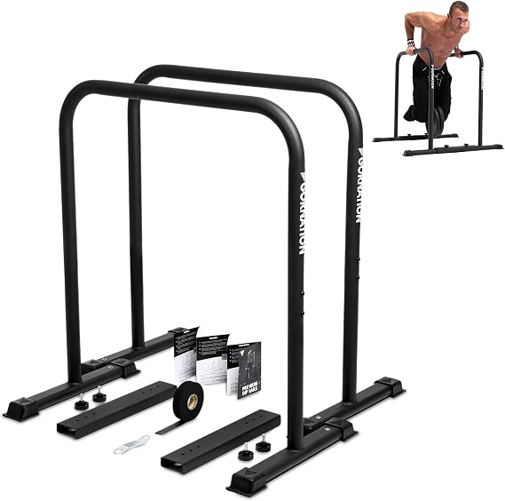 GORNATION Premium Dip Barren, Dip Stange, Verstellbares Calisthenics & Fitness Trainingsgerät mit rutschfesten Füßen, Dip Station für Home und Outdoor Workout Bars