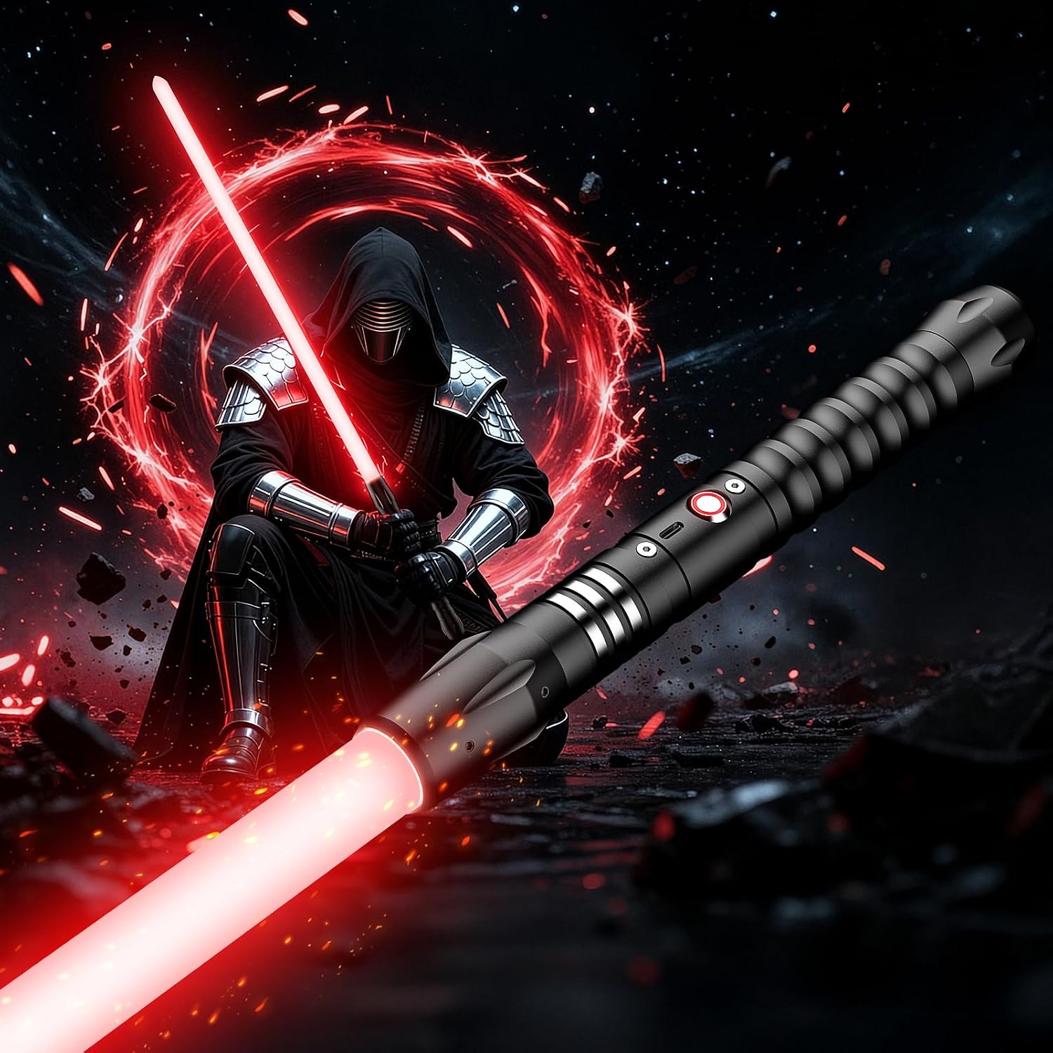 Rechargeable Heavy Dueling Lightsaber, Metal Hilt, 4 Modes 6 Sound Effects, 15 RGB Colors, 40 Inch, 2 in 1, Removable Lightsaber, for Kids, Adults, Birthday, Childrens Day, Halloween