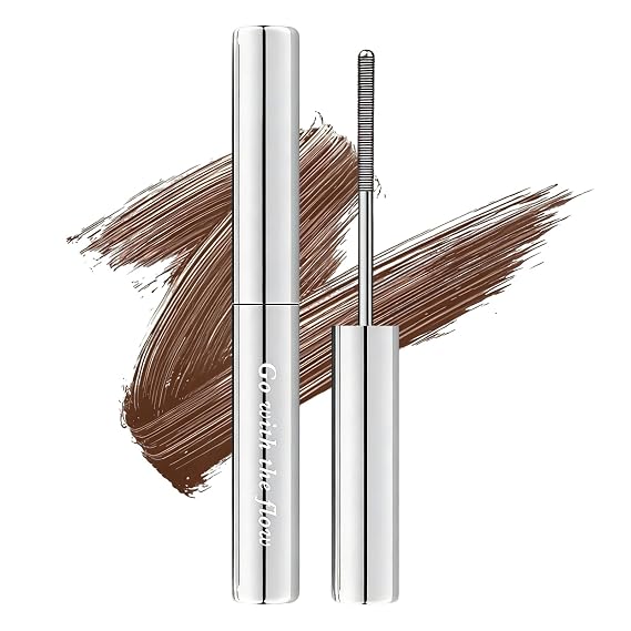 Brown Washable Metal Mascara Wand, Curling Iron Wand 3D Eyelash Non-Clumping, Smudge-Proof Natural Length Extra Slim Long Lasting, Iron Brush Mascara