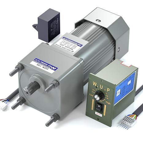 High Torque AC Motor + Speed Controller + Gear Box, 250W Single Phase Electric Motor with Gearbox, Variable Speed Motor, Reversible Gear Motor with Control Box, 110V Geared Motor