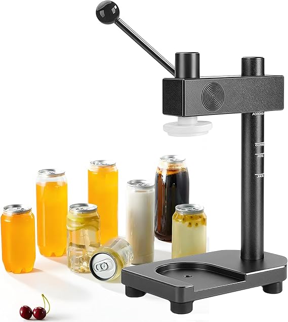 Aluminum Alloy Cup Closing Machine, Hand Tin Can Seamer Machine with Fixed Base, Sealing Capacity 250/330/400/500/700 Ml,For Sealing Pet Bottle Can Grey