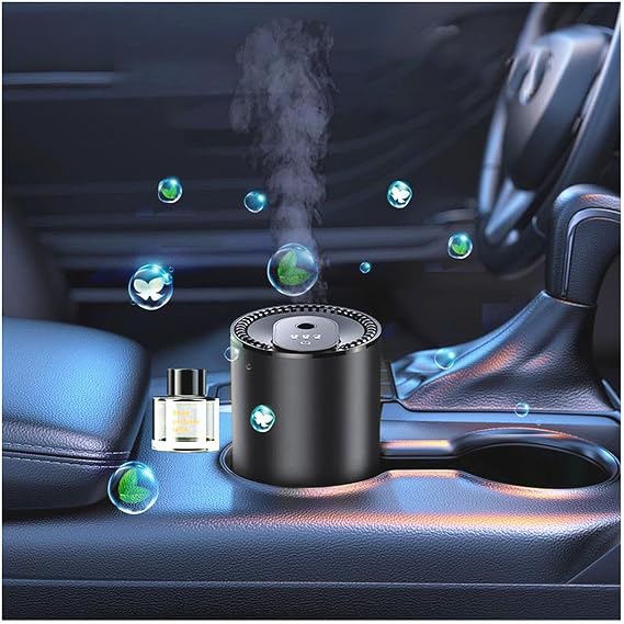 Smart Car Air Freshener 50ML Perfume Ultrasonic Mist Aromatherapy Diffuser Portable Humidifier for Car and Home Use Automatic Start and Stop 3 Modes 4 Freshness Principles(Shangri-La)