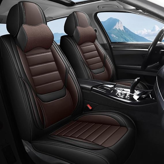 Seat Covers for Lexus GX460 2010-2023,Leather Car Seat Cover Full Set Fit Lexus GX 460,Waterproof Seat Protectors,Anti-Slip Automotive Seat Covers,Car Chair Cover Cushion(Black+Brown, Pillows)