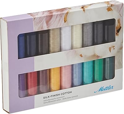 Mettler Silk Finish Cotton Thread Set | Colors may vary | 18 Pcs, Piece