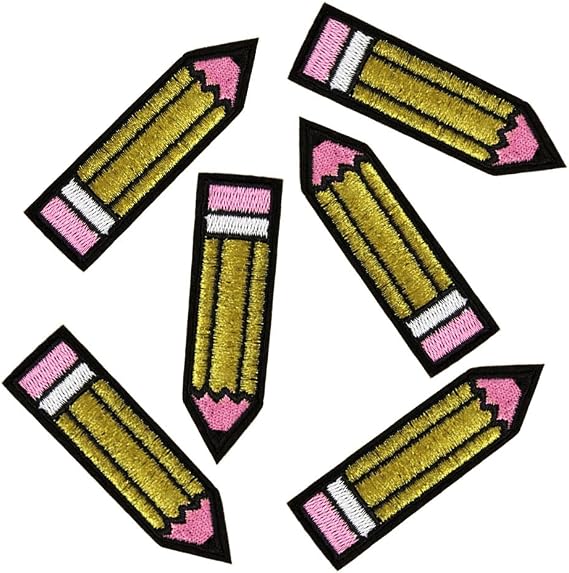 Pencil Patch Iron On Clothes Patch for Clothing Embroidered Patch Garment Apparel Accessories 6 Pieces