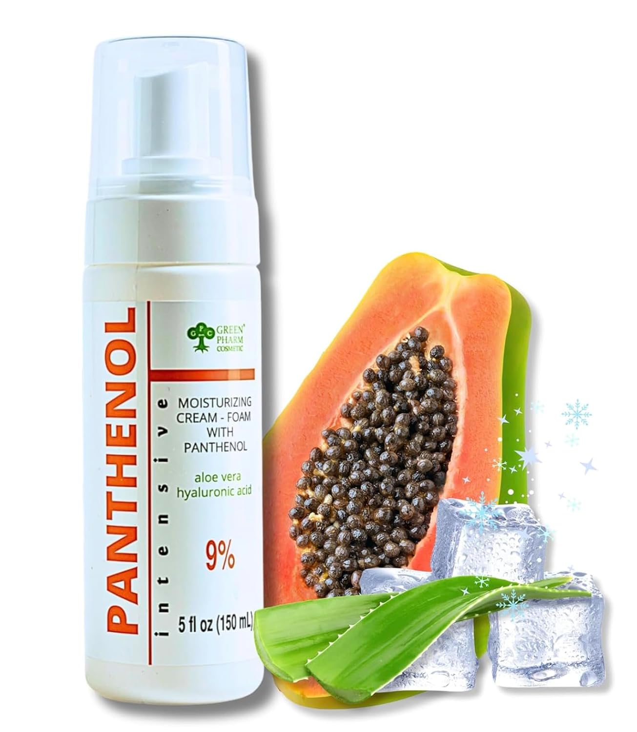 9% Panthenol Foam Spray - Soothes Redness Acne Sunburn & Skin Regeneration with B5 Aloe & Hyaluronic Acid - After Laser Facelift Tattoo & Hair Transplant 150 ml