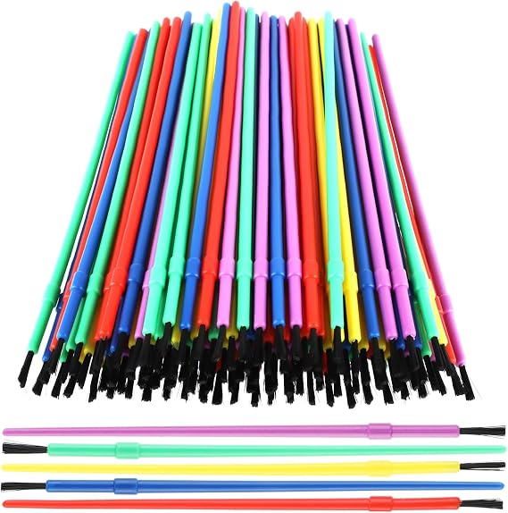 Prasacco 100 Piece Paint Brush Set, Plastic Kids Art Brushes for Oil & Watercolor, Colorful Detail Painting Kit for Crafts & School