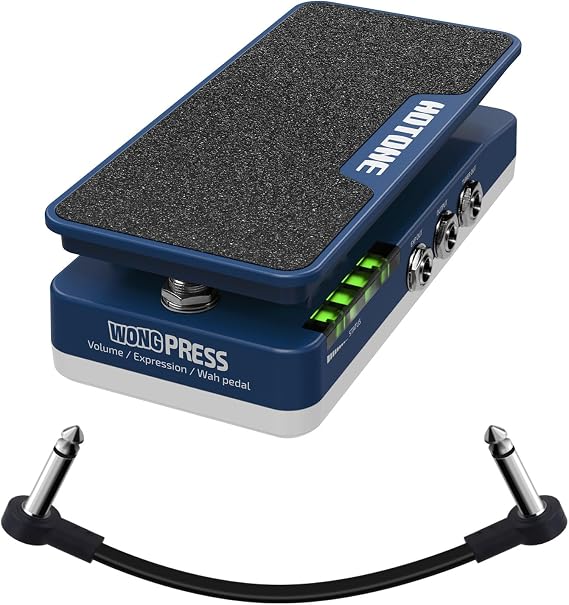 HOTONE Cory Wong Signature Press Pedal 4 in 1 Switchable Wah & Active Volume & Passive Expression with Visible Pedal Position Indicators (Included 1 PCS Additional 15 CM TS Cable by VOLKTONE)