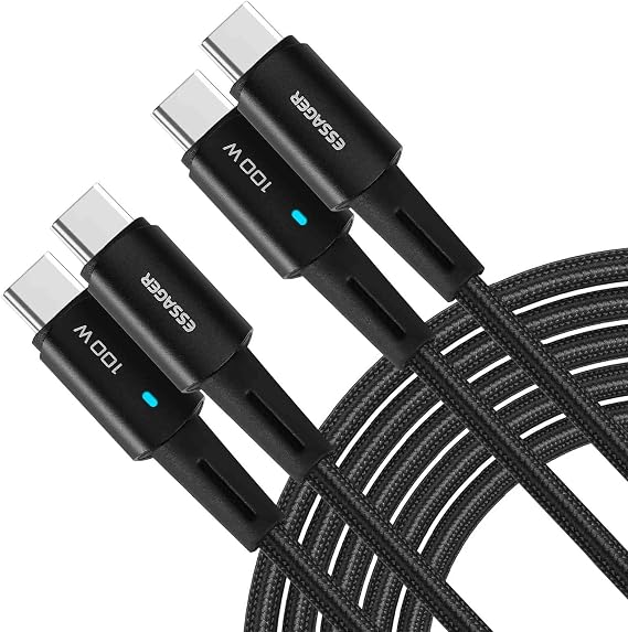 UrbanX USB C to USB C Cable 1.65ft 100W, 2Pack, USB 2.0 Type C Charging Cable Fast Charge for Meizu 18x, Pro 2020, Air 4, Samsung Galaxy S21, Pixel, LG, and More (Black)