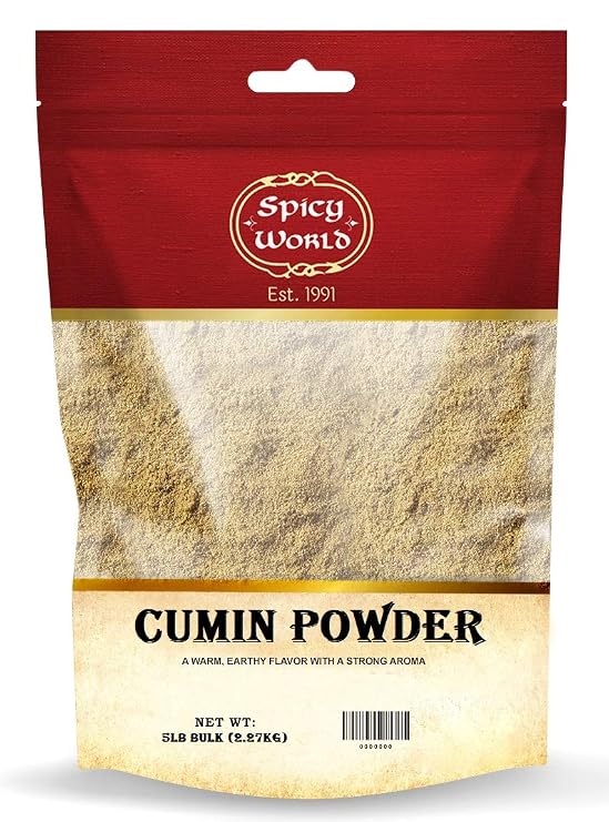Spicy World Cumin Powder 5 Pound Bulk Bag | Jeera Ground Indian Spice | Cuminum cyminum