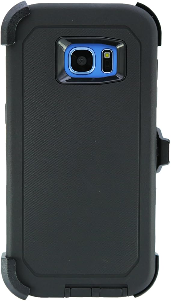 Case for Galaxy S7 Edge (5.5") Heavy Duty Full Body Military Grade Drop Protection Carrying Cover Holder | Holster for Men Belt with Clip Stand Black/Black