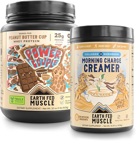 Earth Fed Muscle Chocolate Peanut Butter Whey & Morning Charge Supernutrient Bundle