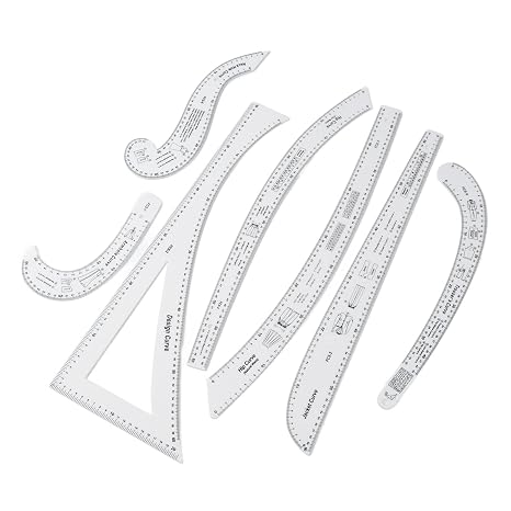 French Curve Ruler for Pattern Making, French Curve Ruler Set for Pattern Making, Sewing Ruler Reglas De Costura para Patrones Sewing Ruler Tailor Set, Acrylic,7 Pieces