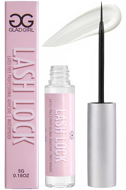 GladGirl Clear Latex-Free Lash Lock Strip Lash Adhesive Best Lash Glue with The Longest Hold Professional-Grade Easy to Apply Remove - Clear
