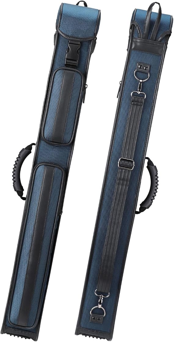 2X3 Pool Cue Hard Case, Nylon Pool Stick Case for 2 Sticks 2B4S Hard Case for Billiard Stick Carrying with 2 Accessories Pocket