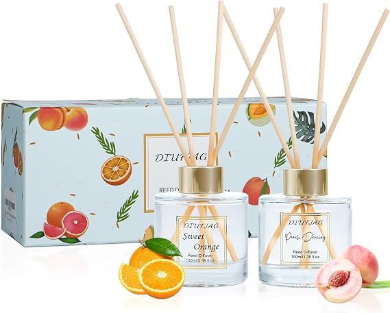 200ml Scent Diffuser with 6 Fiber Sticks, 6.76 oz Reed Diffuser Set