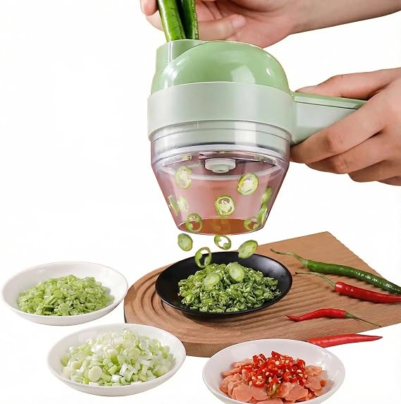 Multi functional electric vegetable slicers,4-in-1vegetable cutter, garlic chopper mini, garlic food processor, electric wireless food slicer
