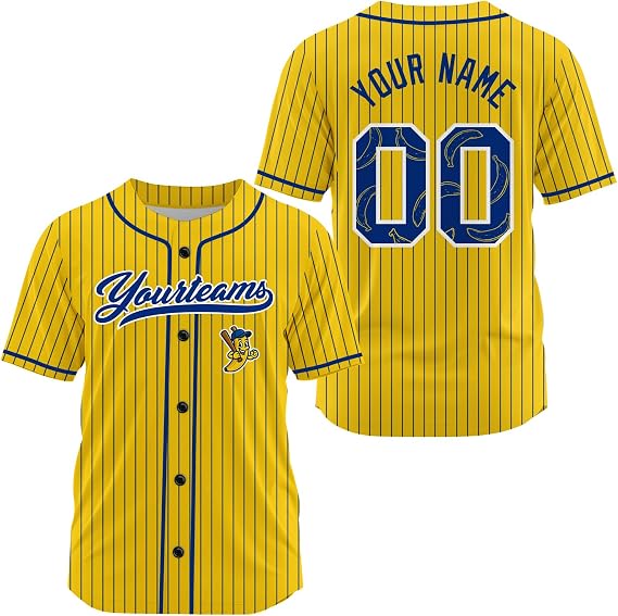 Banana Pinstripe Custom Baseball Jersey Women Men Youth Kids, Printed Stitched Name Number Logo Softball Shirt Sports Uniform