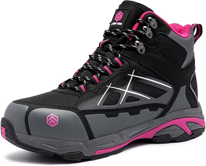LARNMERN Steel Toe Boots for Women Lightweight Industrial Construction Boots Work Safety Shoes Hiking Boots Indestructible Shoes