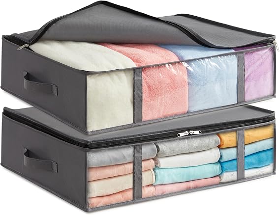 Lifewit Pack of 2 40L Underbed Storage Box Foldable Underbed Storage Box