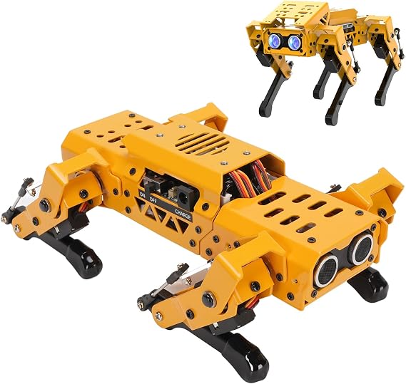 AI Robot Dog, Programmable AI Smart Pet with Python, Inverse, Support Various Sensors, Coreless Servos, Suitable for Robotics Education