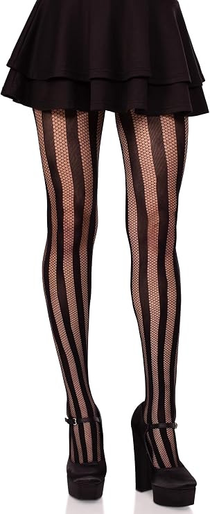 Leg Avenue Women's Net and Opaque Striped Tights Black One Size