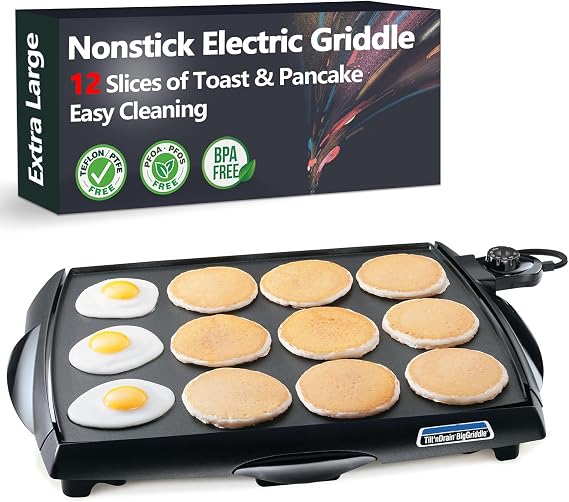 Extra-Large Nonstick Cool-Touch Electric Griddle - 12 Slices of French Toast at One Time