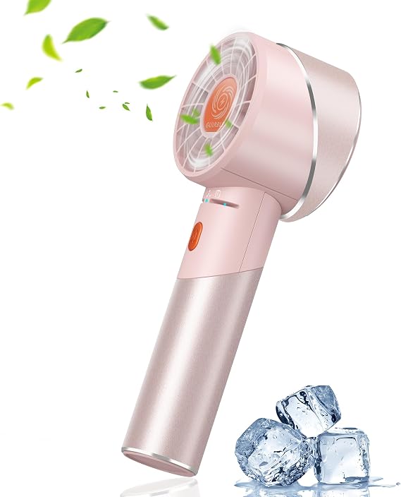 Gurible Handheld Fan,High Speed Portable Turbo Fan,Powerful Personal Fan(2600mAh Battery Work 3-16 H),USB Rechargeable Mini Fan for Travel/Outdoor/Makeup/Gift (Rose Pink)