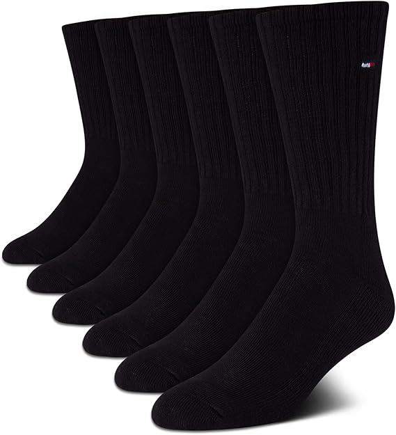 Tommy Hilfiger Mens 6 Pack Cotton Stretch Cushioned Athletic Crew Socks