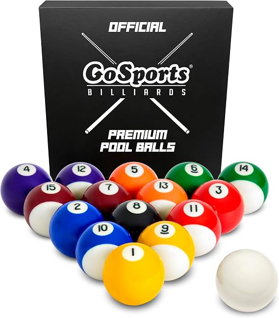 GoSports Bilardo topları, resmi boyut, 16 profesyonel küreli komple set