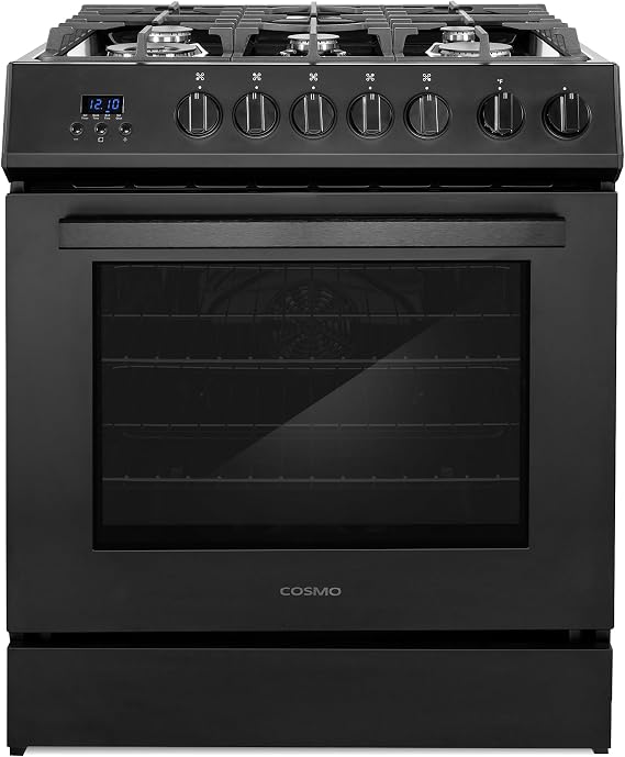 30 in. Nebula Coll 5.0 cu. ft. 5 Burner Gas Range, Convection, Matte Black