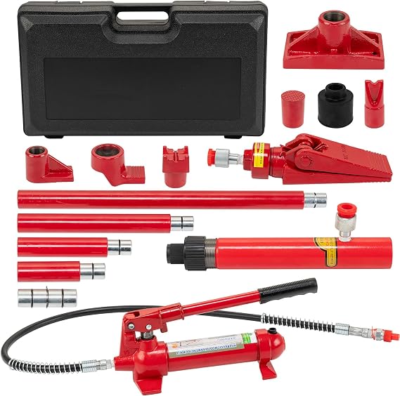 4 Ton Hydraulic Porta Power Kit 8800 LBS Capacity, Multifunctional Auto Body Frame Repair Jack with 3.9 Ft Oil Hose & Storage Case, Heavy Duty Hydraulic Jack for Car Truck SUV Garage