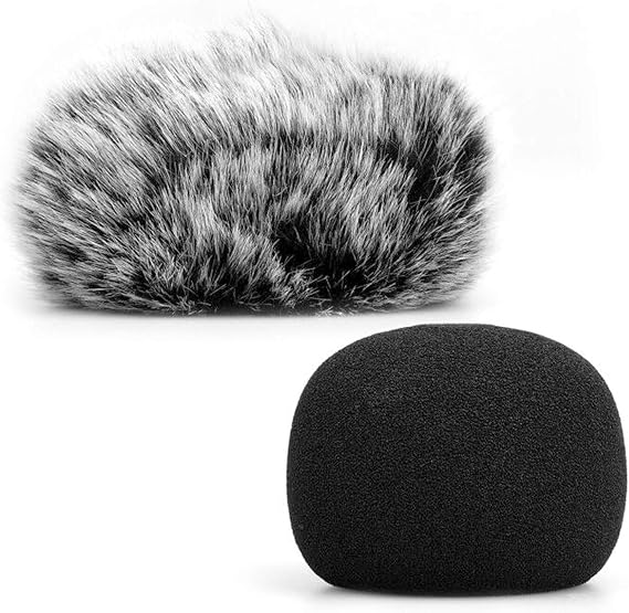 ChromLives Microphone Windscreen, Furry Windscreen Muff Wind Cover + Foam Microphone Windscreen Cover Compatible with Zoom H1 H1n Apogee Mic and More, Furry & Foam 2Pack
