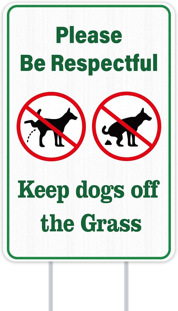 WhatSign No Poop and Pee Dog Sign - Double Side 8''x12'' Clean Up After Your Dog Signs with Stakes - Please Pick Up After Your Dogs Sign - Keep Dogs off Lawn Signs for Yard Lawn