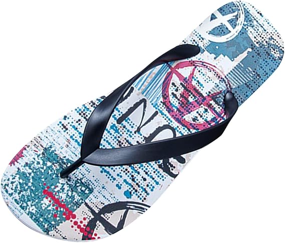 Womens Sandals, Men'S Women's Fashion Beach Flip-Flops Clip-Toe, Couples Summer Slippers Non-Slip Printed Flat Sandals Bathroom Slippers Comfort Lightweight