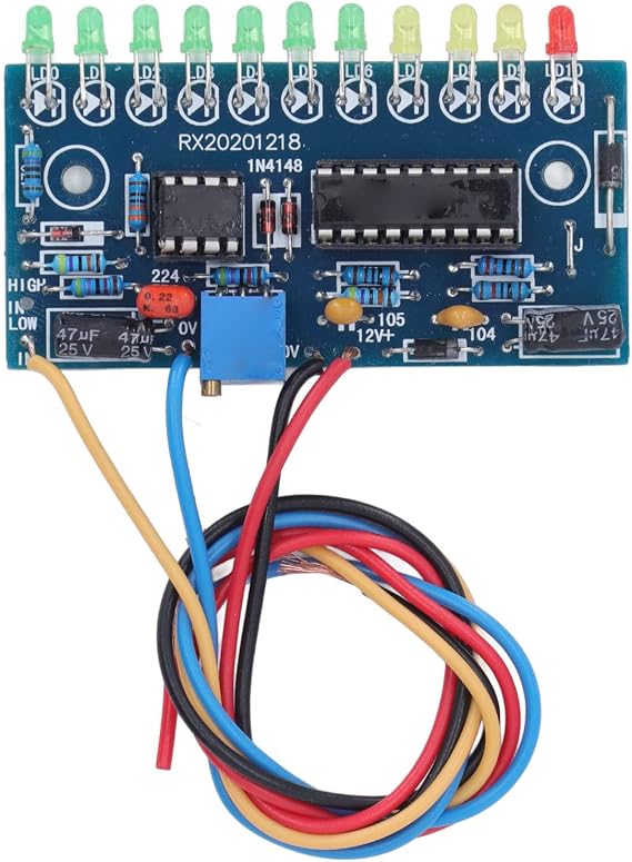 LED Audio Level Indicator VU Meter LM3915 DIY Preamplifier Module Kit for Power Amplifier Sound System and Home Audio Projects