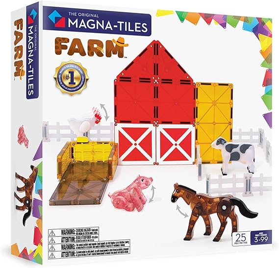 MAGNA-TILES Farm Animals 25-Piece Magnetic Construction Set, The ORIGINAL Magnetic Building Brand
