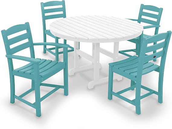 POLYWOOD La Casa Cafe Dining Set, Aruba/White