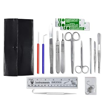 Comprehensive Dissecting kit for Biology, Anatomy and Veterinary Students, 15 PCs in Leatherette Case, Ideal for in-Lab and Home Schooling Dissection Learning